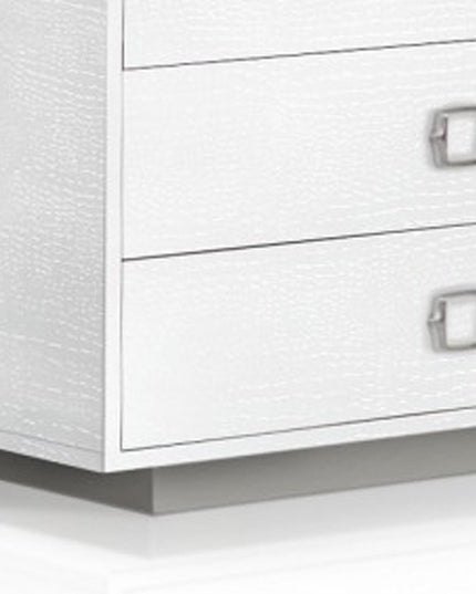 63" Black Six Drawer Shagreen Faux Croc Double Dresser