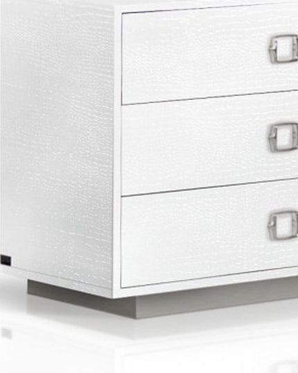 63" Black Six Drawer Shagreen Faux Croc Double Dresser