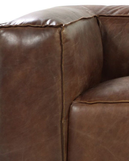98" Brown Top Grain Leather Sofa With Black Legs