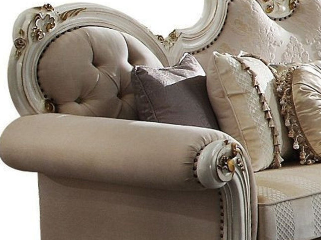 93" Pearl Velvet Sofa And Toss Pillows