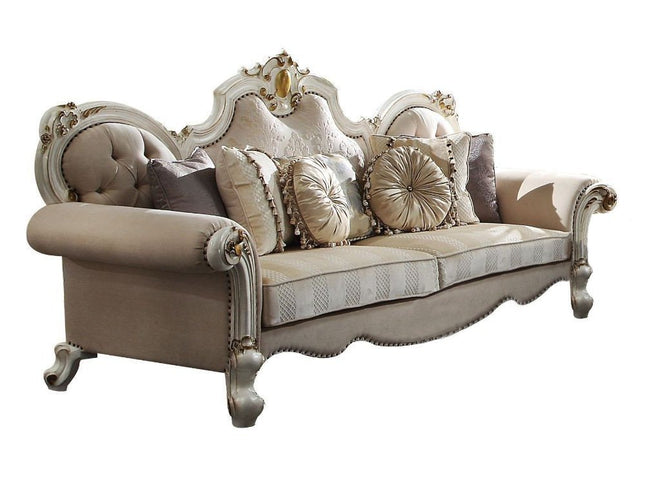 93" Pearl Velvet Sofa And Toss Pillows