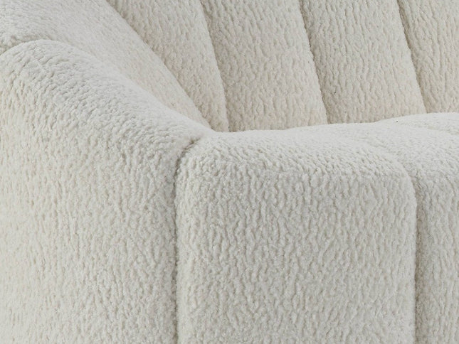 84" White Sherpa Sofa With Black Legs