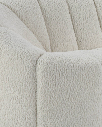 84" White Sherpa Sofa With Black Legs