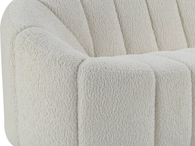 84" White Sherpa Sofa With Black Legs