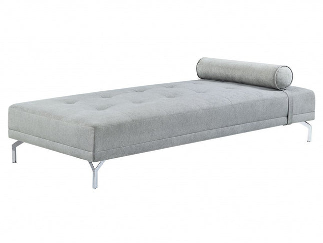 74" Gray Velvet Convertible Futon Sofa With Toss Pillow