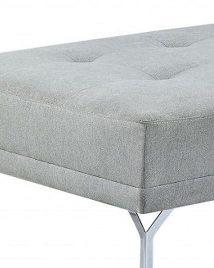 74" Gray Velvet Convertible Futon Sofa With Toss Pillow