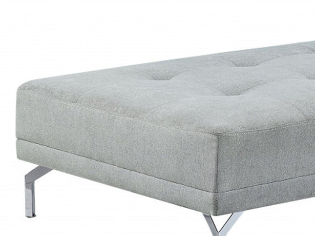 74" Gray Velvet Convertible Futon Sofa With Toss Pillow