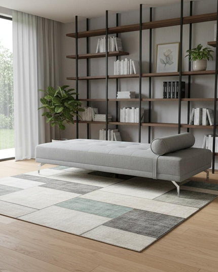 74" Gray Velvet Convertible Futon Sofa With Toss Pillow