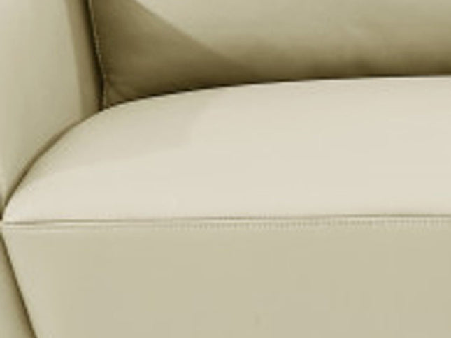 90" Beige Italian Leather Sofa With Gold Legs