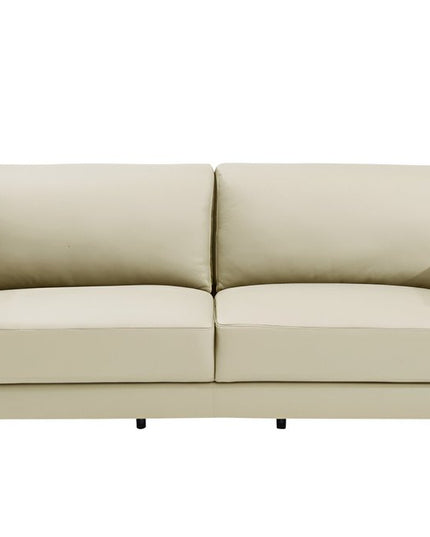 90" Beige Italian Leather Sofa With Gold Legs