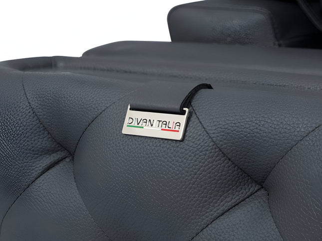 90" Gray Italian Leather Sofa With Silver Legs