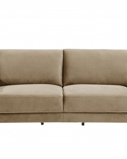 90" Beige Velvet Sofa With Gold Legs