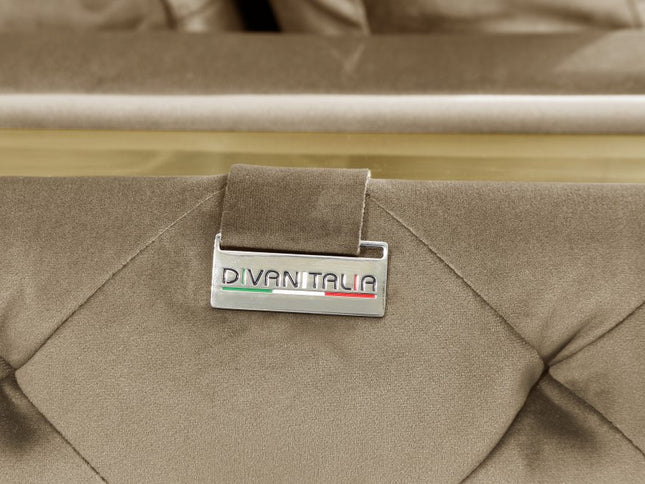 90" Beige Velvet Sofa With Gold Legs