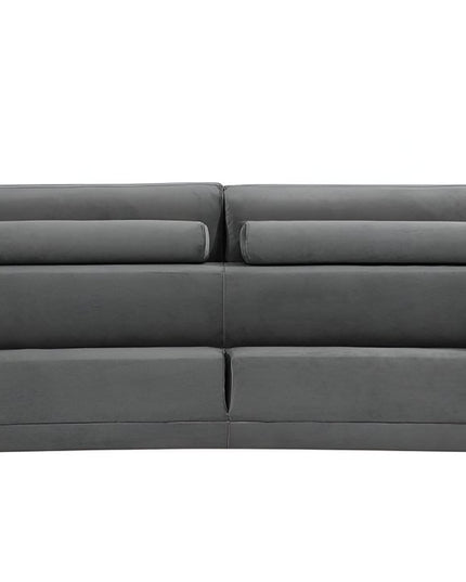 90" Gray Velvet Sofa With Silver Legs