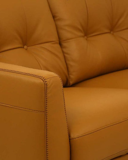 83" Orange Leather Sofa With Black Legs