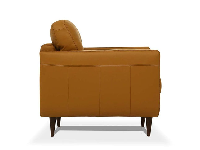 83" Orange Leather Sofa With Black Legs