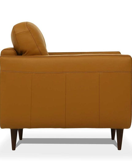 83" Orange Leather Sofa With Black Legs