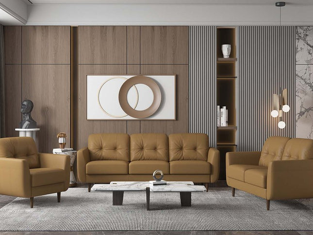 83" Orange Leather Sofa With Black Legs