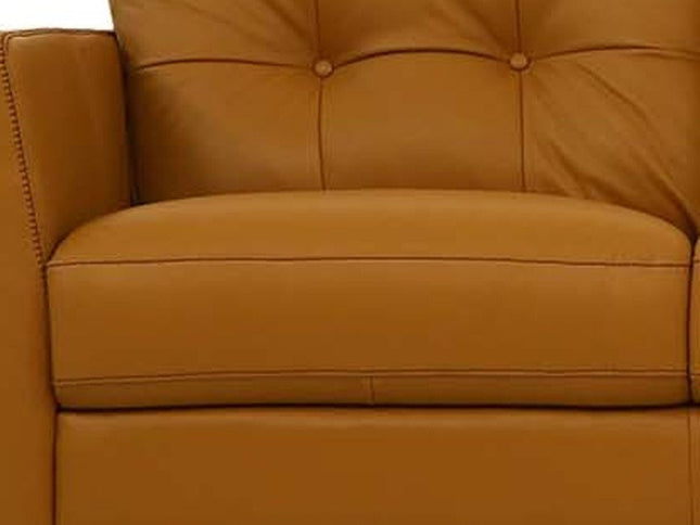 83" Orange Leather Sofa With Black Legs