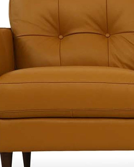 83" Orange Leather Sofa With Black Legs