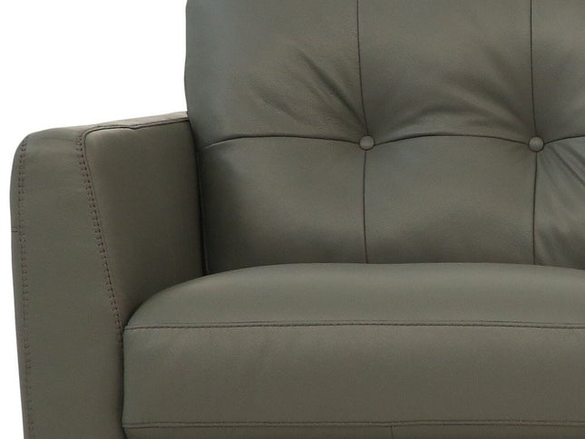 83" Green Leather Sofa With Black Legs