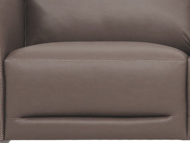 83" Taupe Leather Sofa With Black Legs