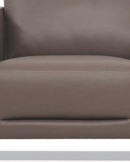 83" Taupe Leather Sofa With Black Legs