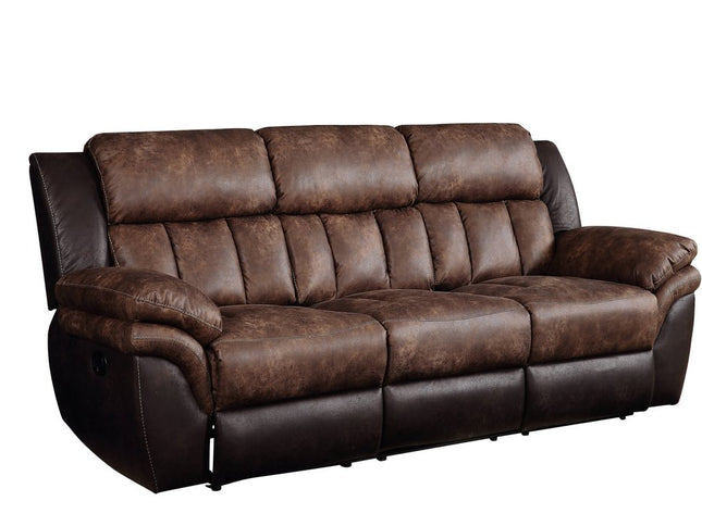 91" Espresso Microfiber Reclining Sofa With Black Legs