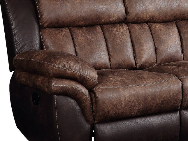 91" Espresso Microfiber Reclining Sofa With Black Legs