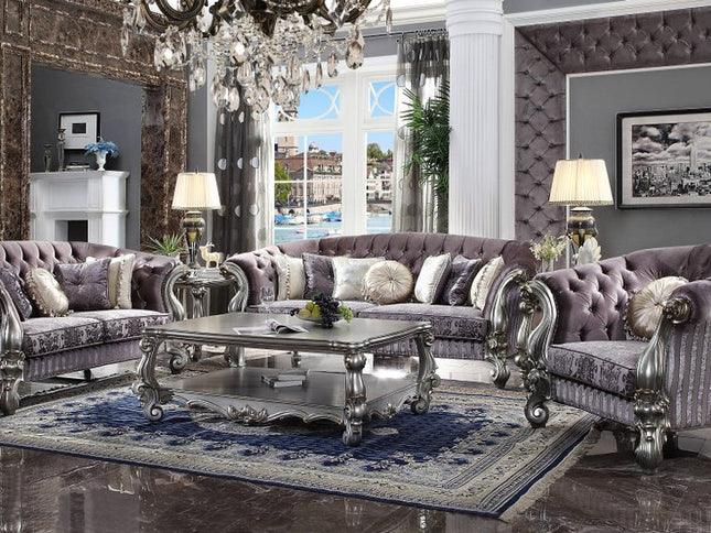 99" Velvet Antique Platinum Velvet Sofa
