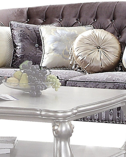 99" Velvet Antique Platinum Velvet Sofa