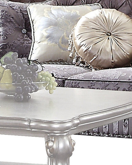 99" Velvet Antique Platinum Velvet Sofa