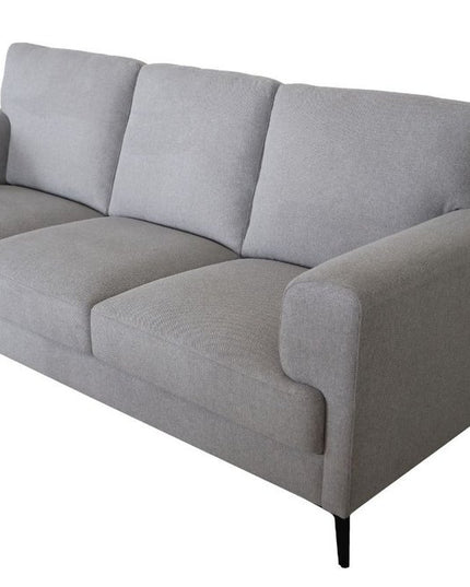 84" Light Gray Linen Sofa With Black Legs