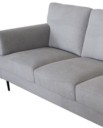 84" Light Gray Linen Sofa With Black Legs