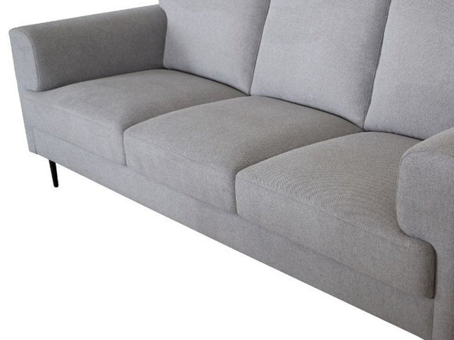 84" Light Gray Linen Sofa With Black Legs
