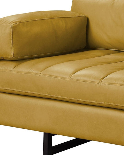 74" Mustard Top Grain Leather Sofa With Black Legs