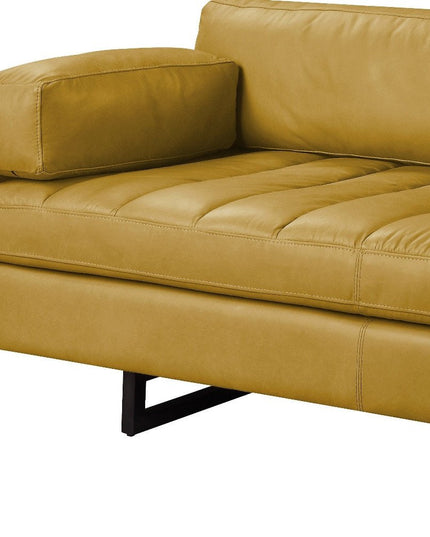 74" Mustard Top Grain Leather Sofa With Black Legs