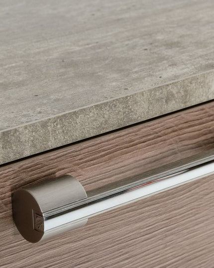 35" Brown Oak And Grey Solid And Manufactured Wood Five Drawer Chest