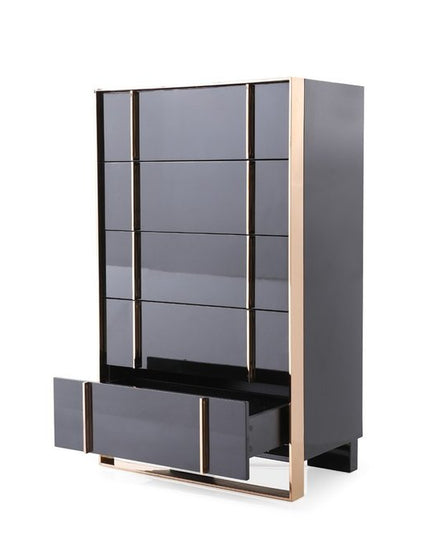 29" Black And Brushed Bronze Dresser