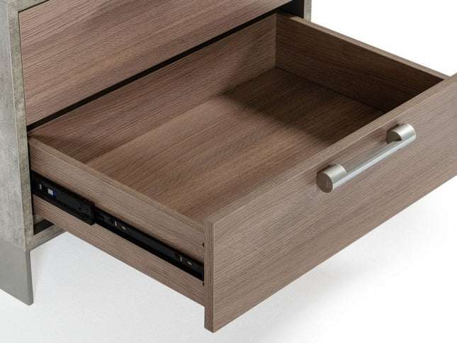 20" Brown And Gray Solid and Manufactured Wood Two Drawer Nightstand