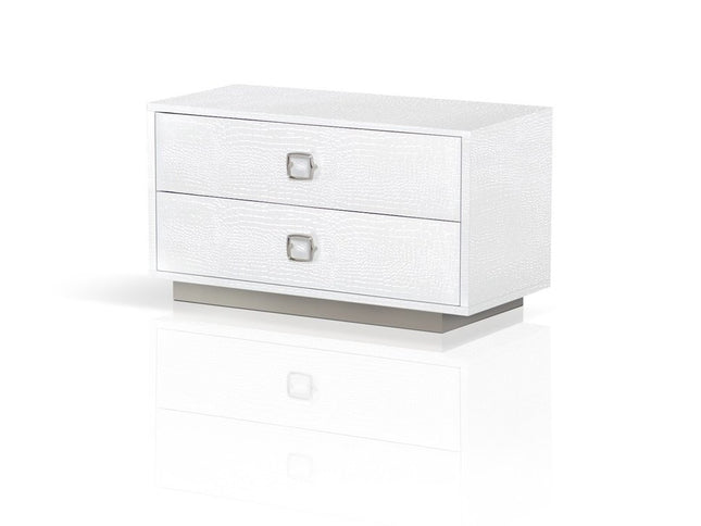 19" White Solid and Manufactured Wood Two Drawer Nightstand