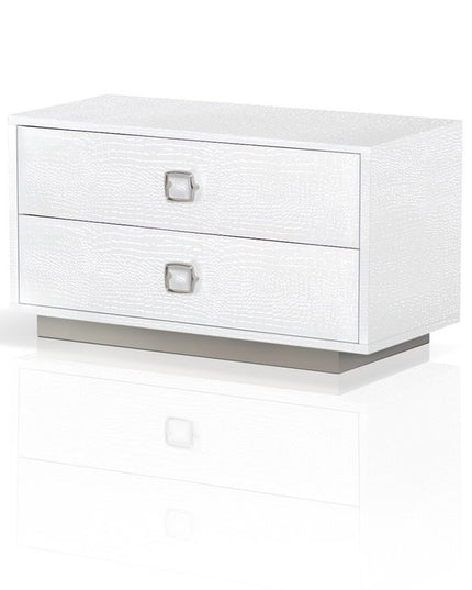 19" White Solid and Manufactured Wood Two Drawer Nightstand