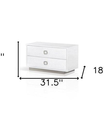 19" White Solid and Manufactured Wood Two Drawer Nightstand