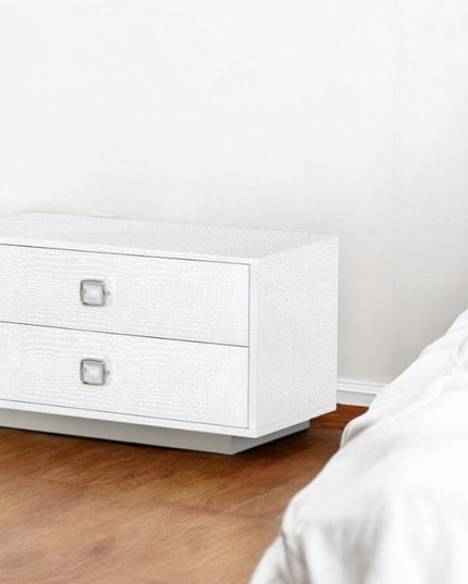 19" White Solid and Manufactured Wood Two Drawer Nightstand