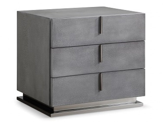 22" Gray Solid and Manufactured Wood Three Drawer Nightstand