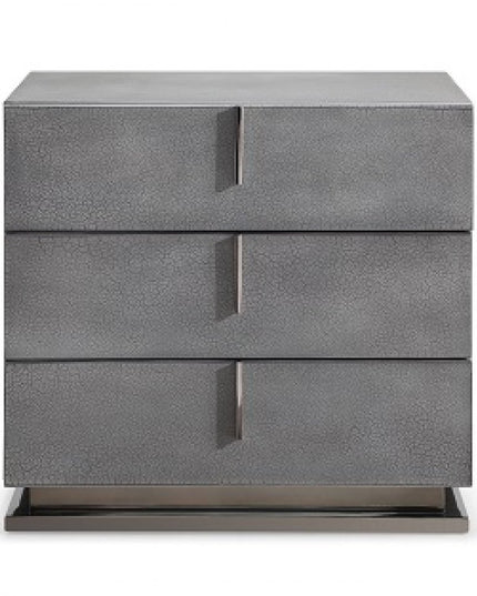 22" Gray Solid and Manufactured Wood Three Drawer Nightstand