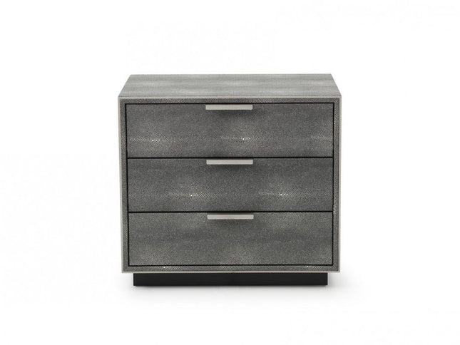 22" Gray Solid and Manufactured Wood Shagreen Three Drawer Nightstand