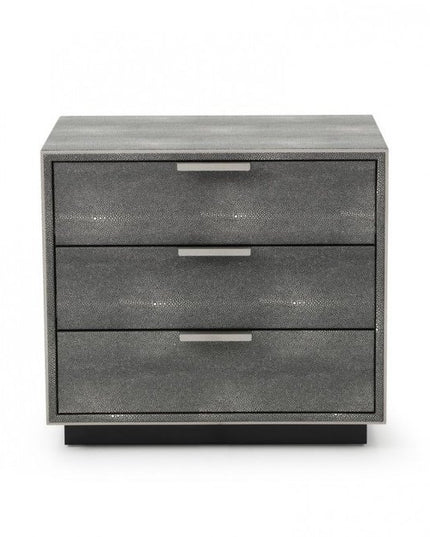 22" Gray Solid and Manufactured Wood Shagreen Three Drawer Nightstand
