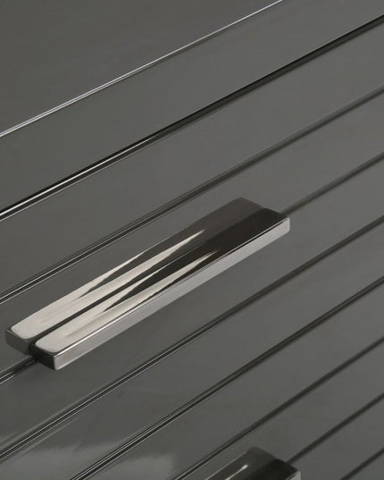 23" Silver And Gray Stainless Steel Solid and Manufactured Wood Two Drawer Nightstand