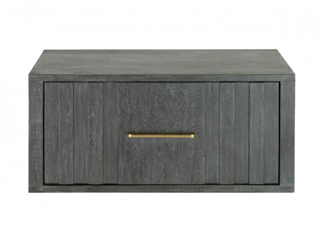 12" Gray Solid and Manufactured Wood One Drawer Nightstand